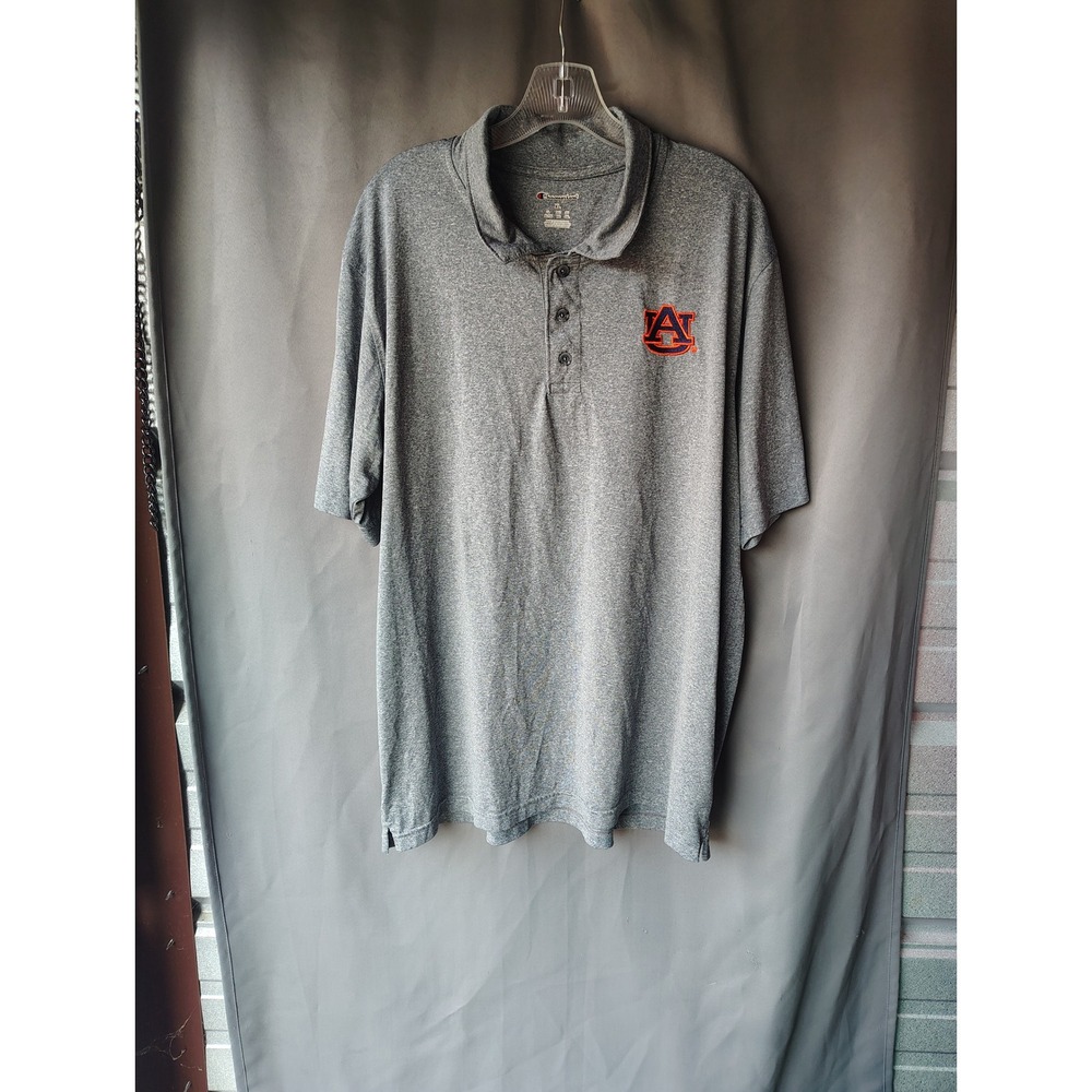 Champion Auburn Tigers‎ Mens XL Gray Heather Performance Polo Shirt NCAA AU Logo